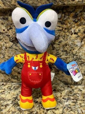 Disney Blue Gonzo Muppet Baby Plush with Red Overalls and Yellow Shirt